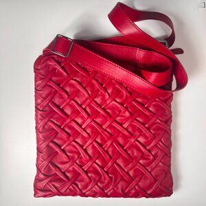 Rare BOTTEGA GIOTTI Wave Line Red Leather Crossbody Bag Made in Italy